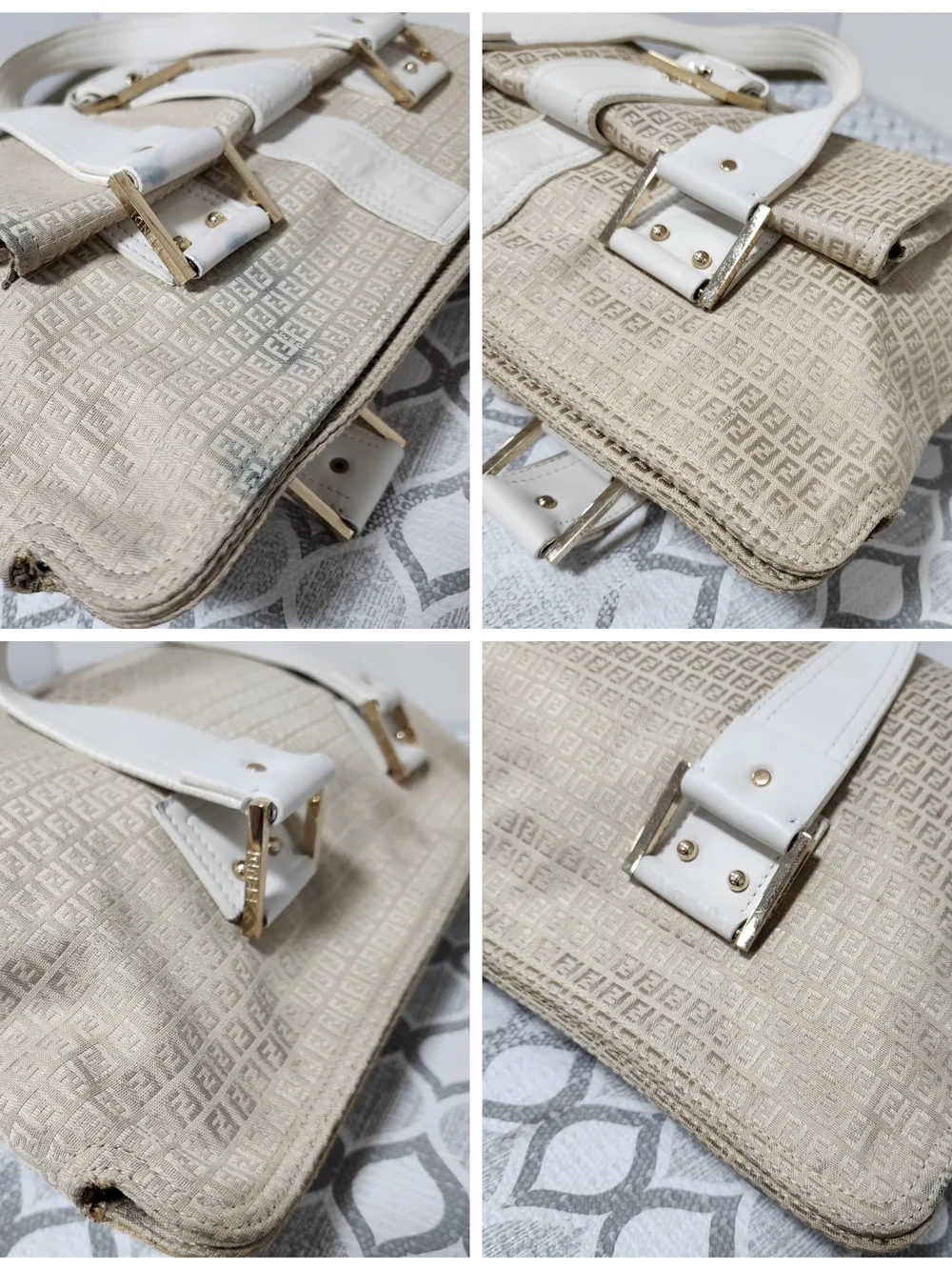 FENDI Vintage Zucca Canvas Shoulder Bag Beige/Cream